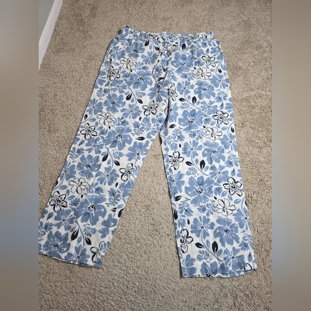 Charter Club Luxury 100% Linen Floral Print Womens Pants Sz XL - Picture 4 of 10